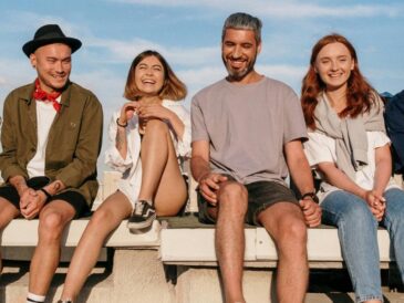 People sitting on rooftop
