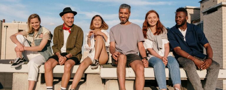 People sitting on rooftop